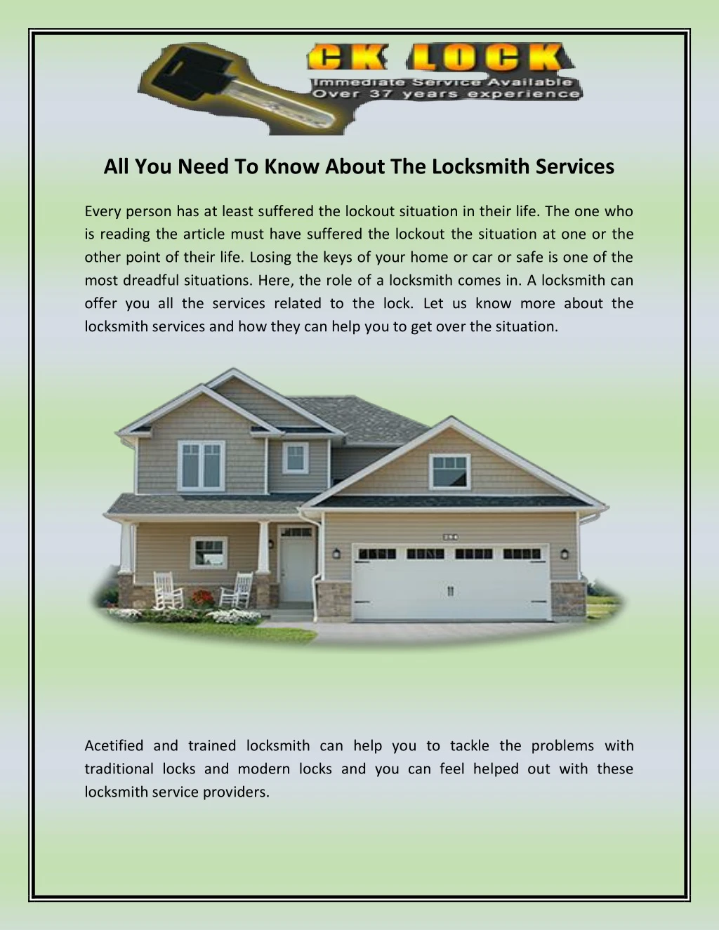 all you need to know about the locksmith services