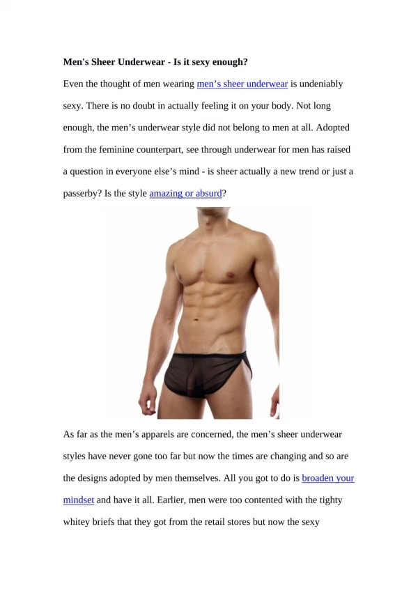 Men's Sheer Underwear-Is it sexy enough?