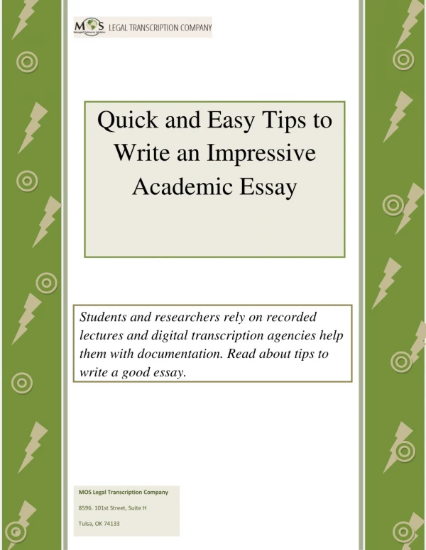 Quick and Easy Tips to Write an Impressive Academic Essay