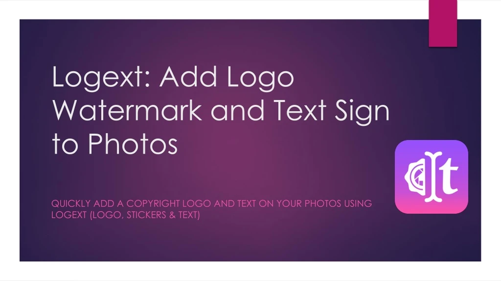 logext add logo watermark and text sign to photos