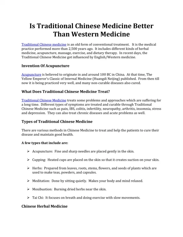 Is Traditional Chinese Medicine Better Than Western Medicine