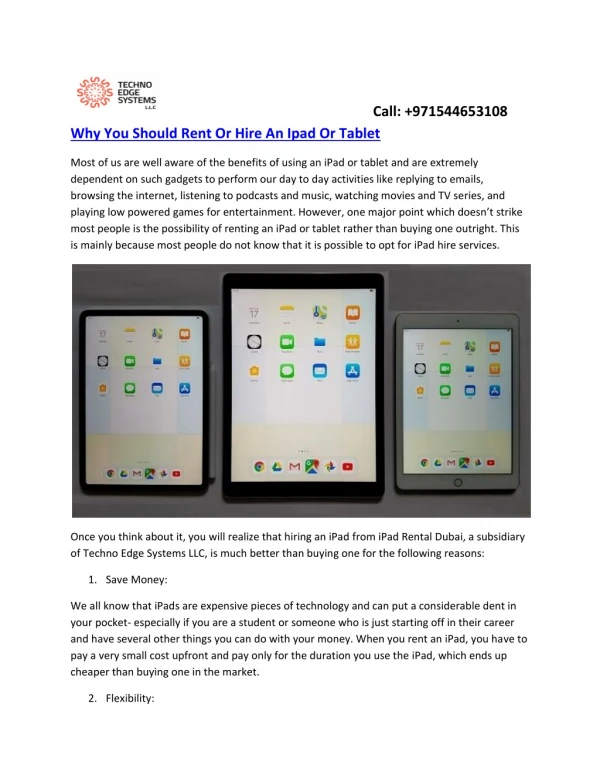 iPad Hire - Lease,Rent iPads for Events,Meetings Dubai,UAE