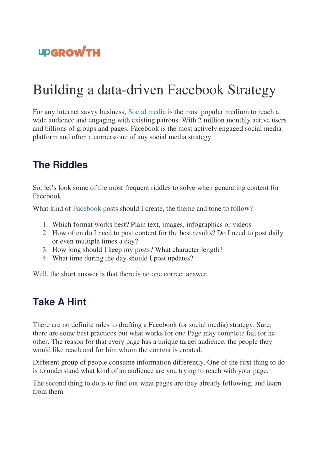 building a data driven facebook strategy