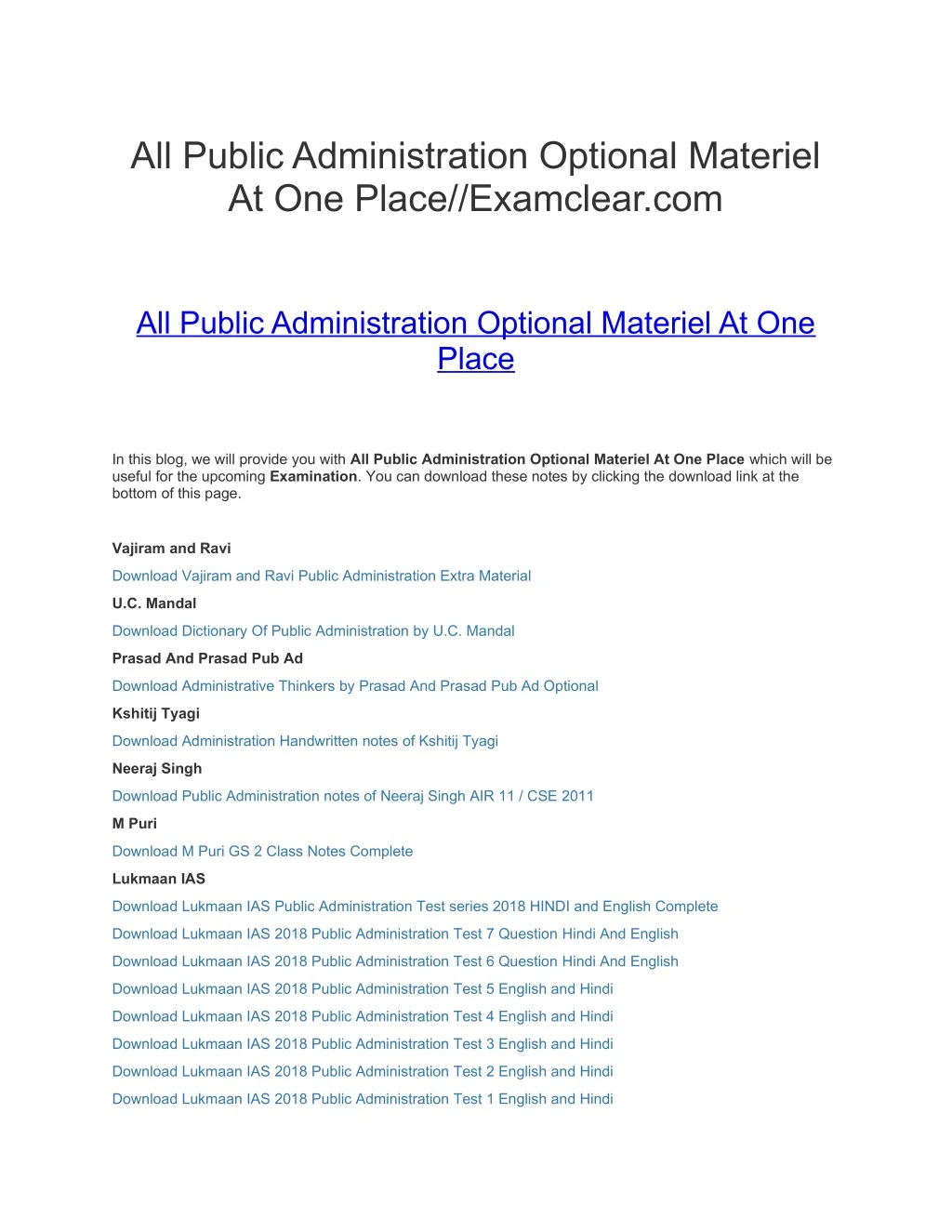 all public administration optional materiel