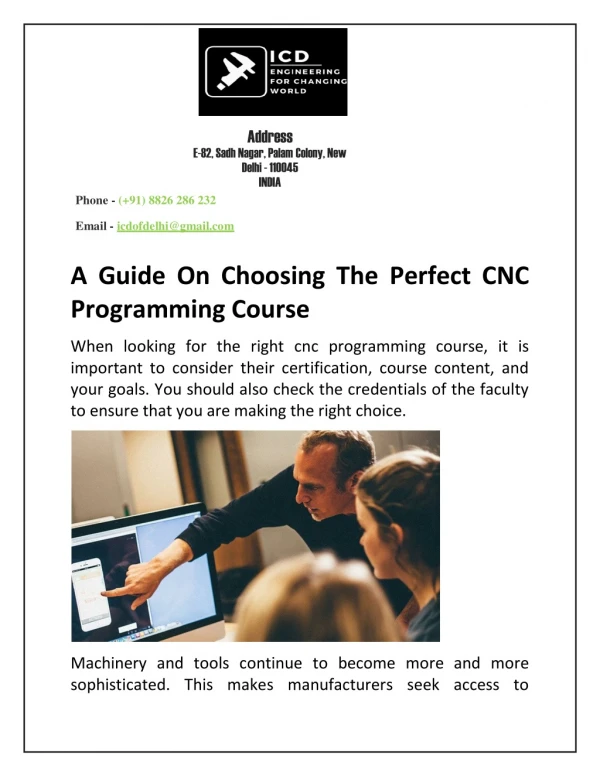A Guide On Choosing The Perfect CNC Programming Course