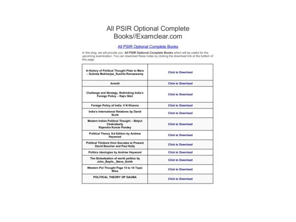 All PSIR Optional Complete Books//Examclear.com