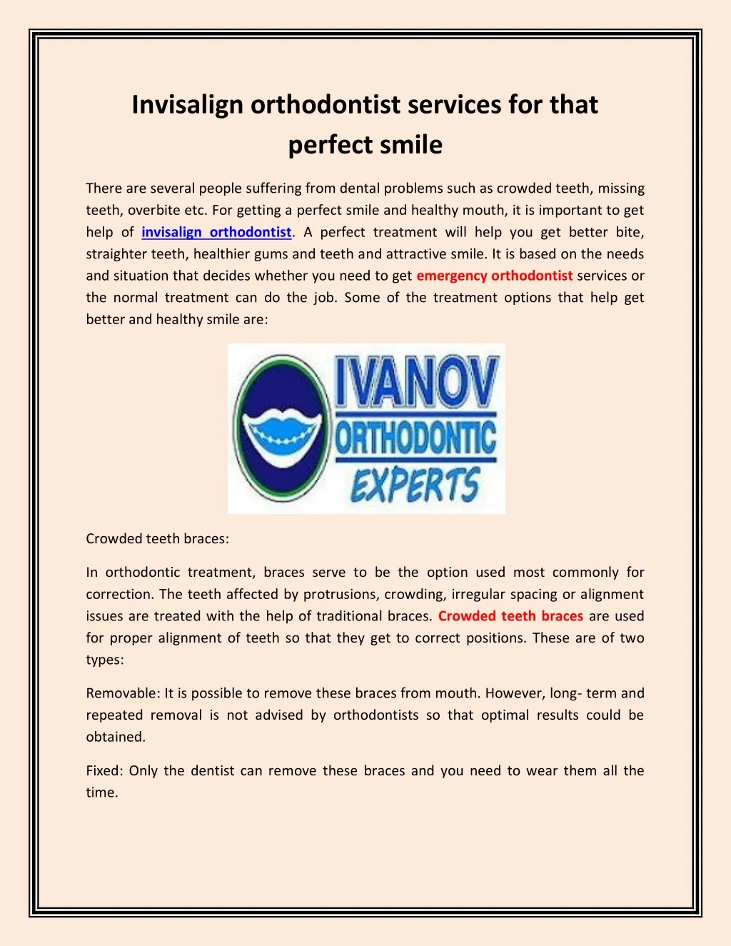 invisalign orthodontist services for that perfect