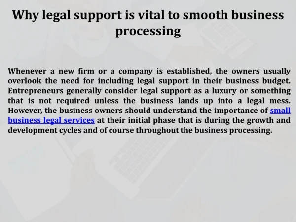 Why legal support is vital to smooth business processing