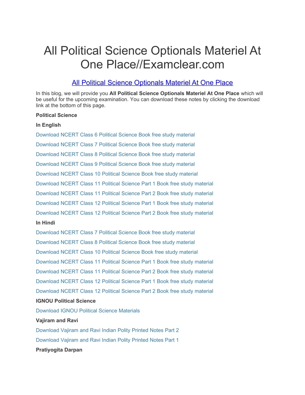 all political science optionals materiel