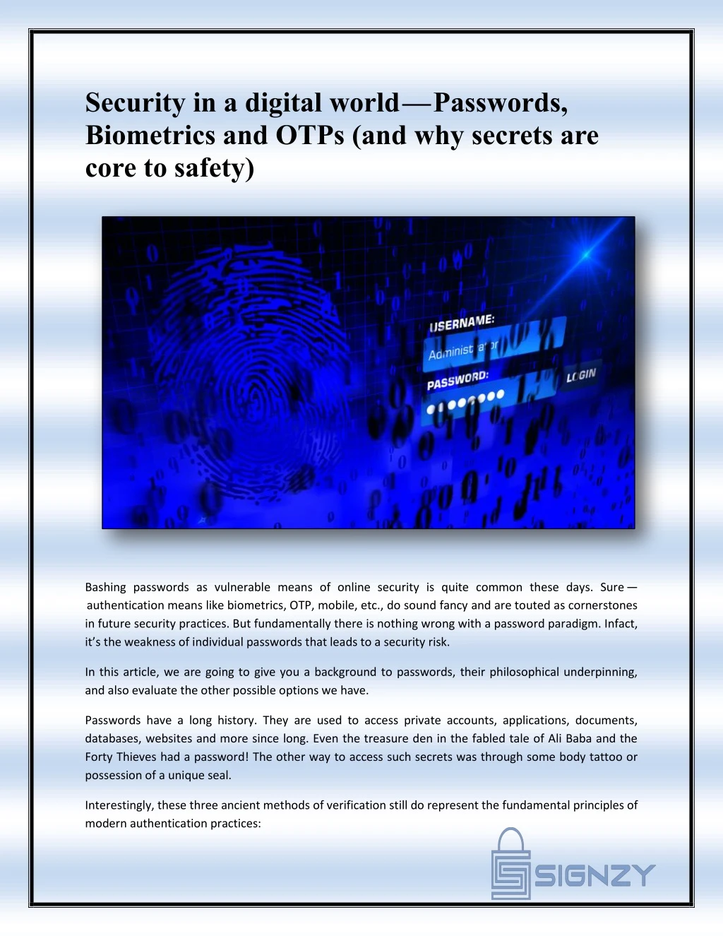 security in a digital world passwords biometrics