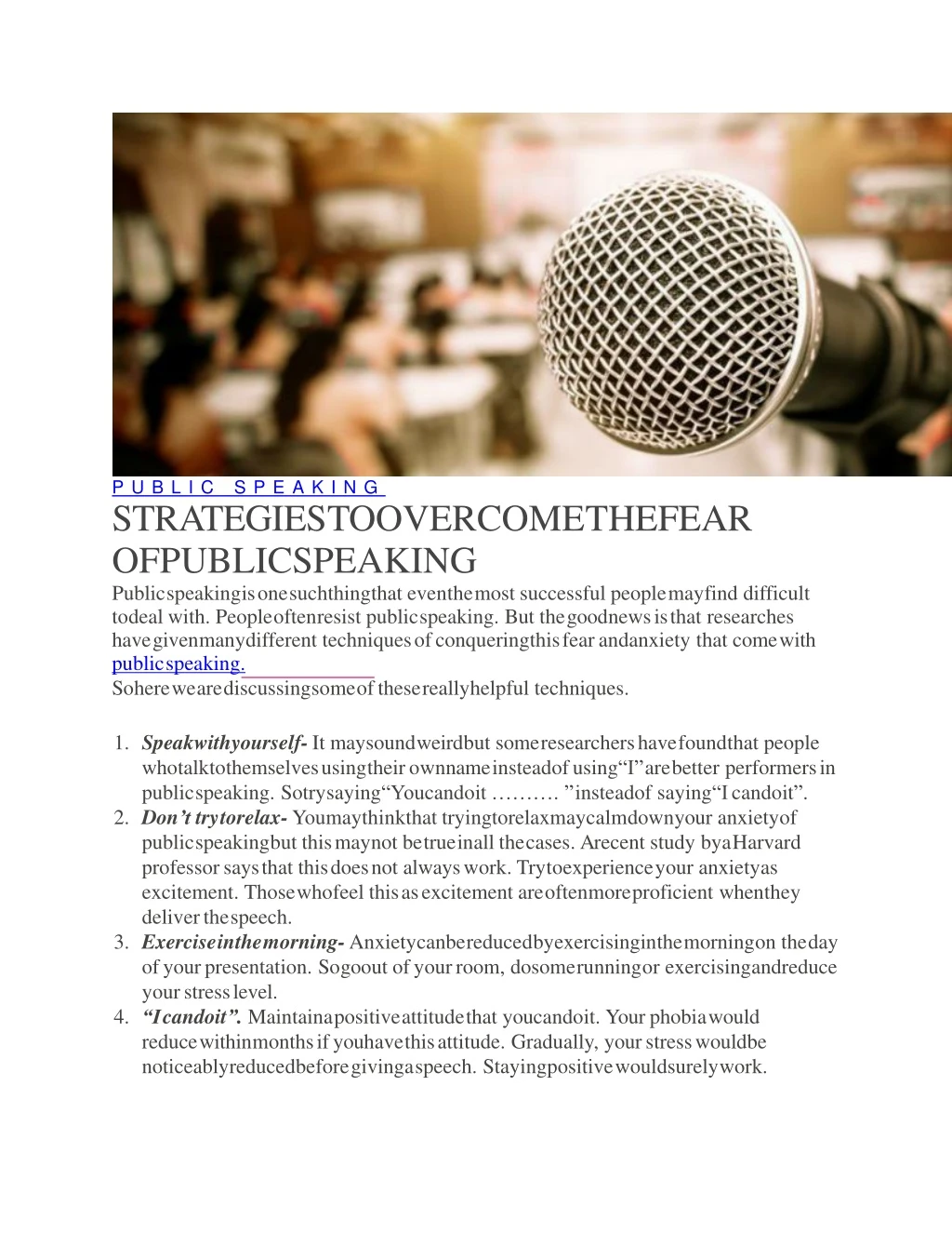 public speaking strategies to overcome the fear