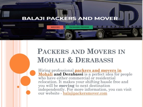 Packers and Movers in Mohali & Derabassi | Balaji Packers & Mover