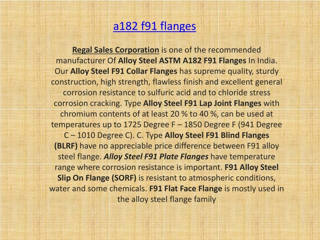 a182 f91 flanges
