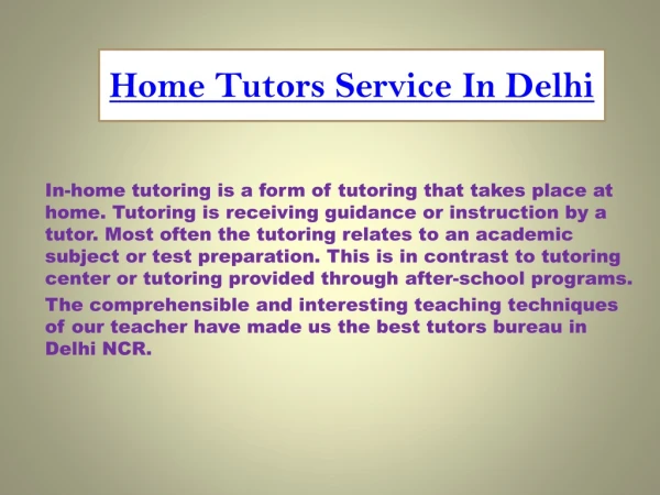 Home Tuition service In Delhi
