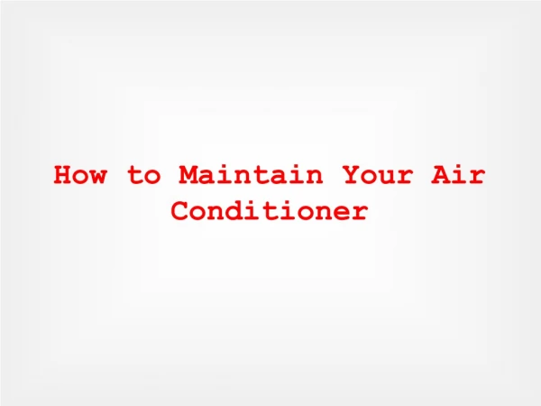 How To maintain Ac