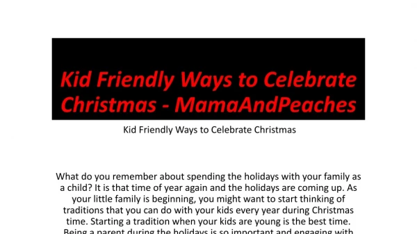 Kid Friendly Ways to Celebrate Christmas - MamaAndPeaches