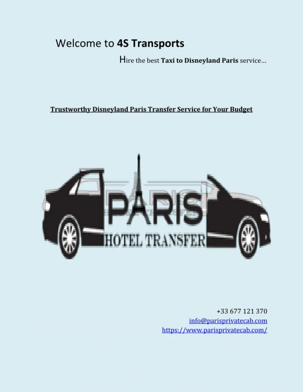 Taxi to Disneyland Paris, Disneyland Paris Transfer