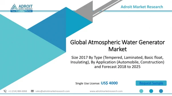 Atmospheric Water Generator Market 2019-2025,Global Industry Forecast