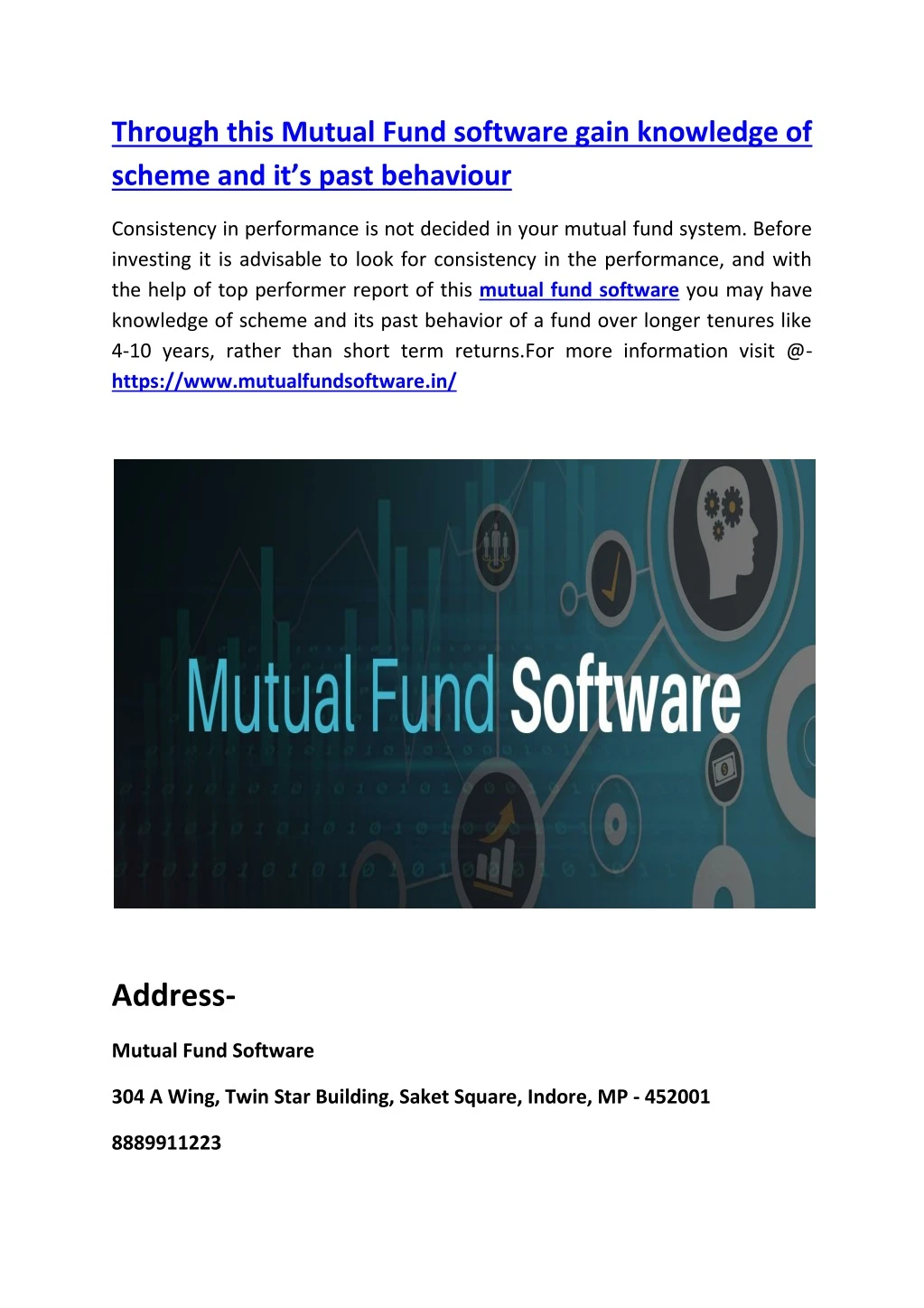 through this mutual fund software gain knowledge