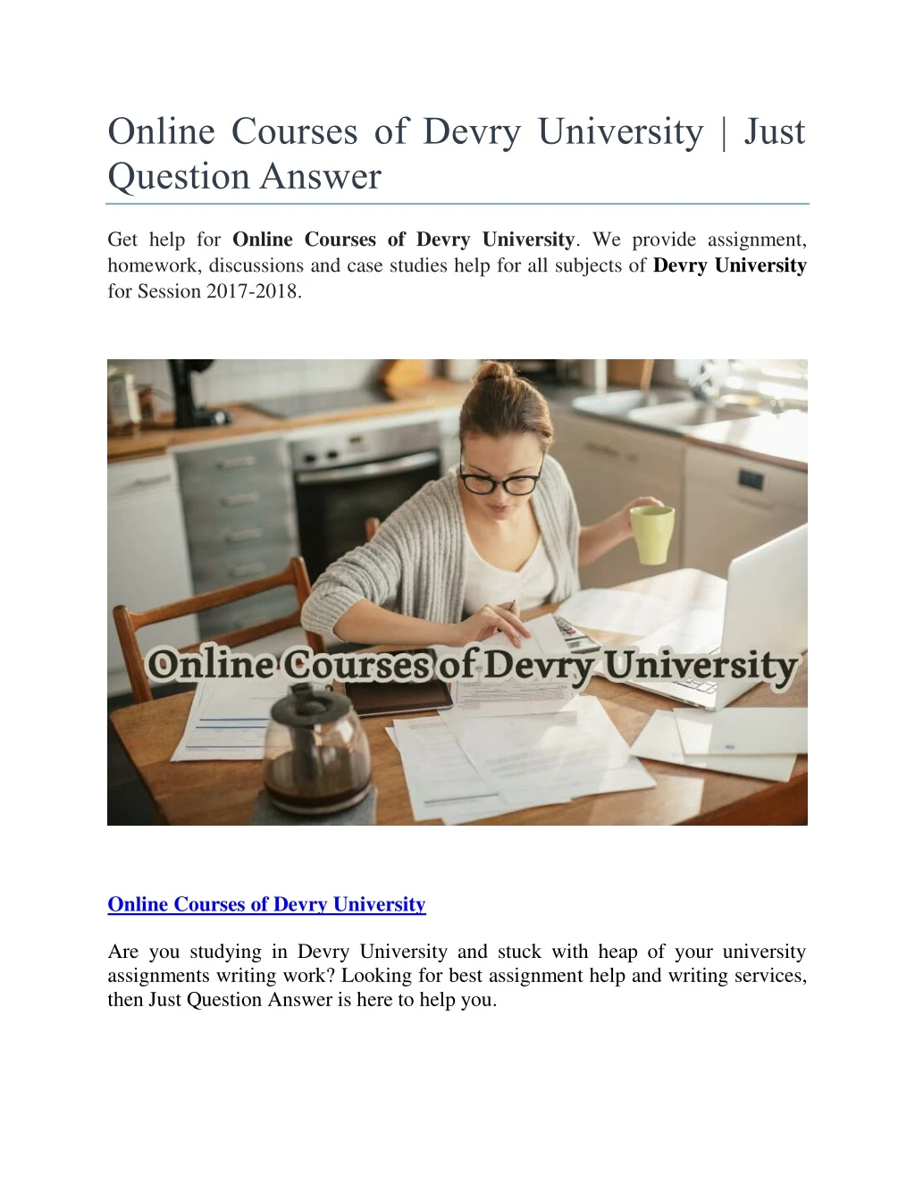 online courses of devry university just question