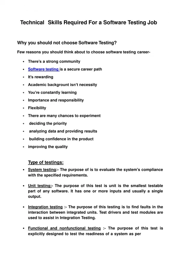 Technical Skills Required For a Software Testing Job