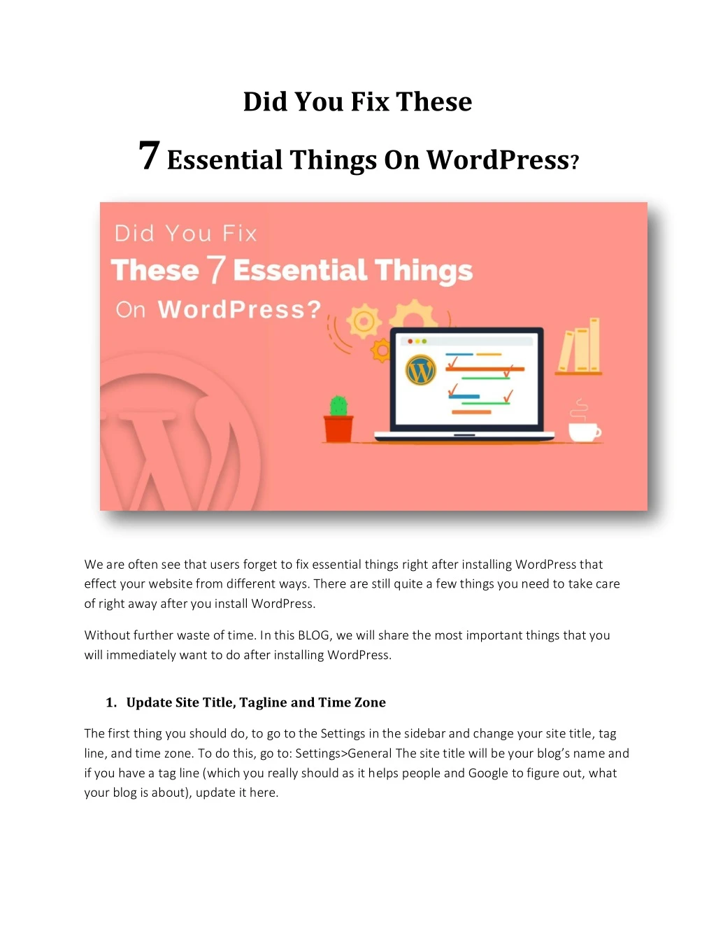 did you fix these 7 essential things on wordpress