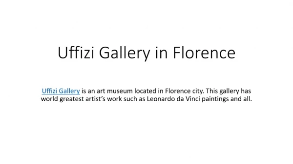 Uffizi Gallery Tickets