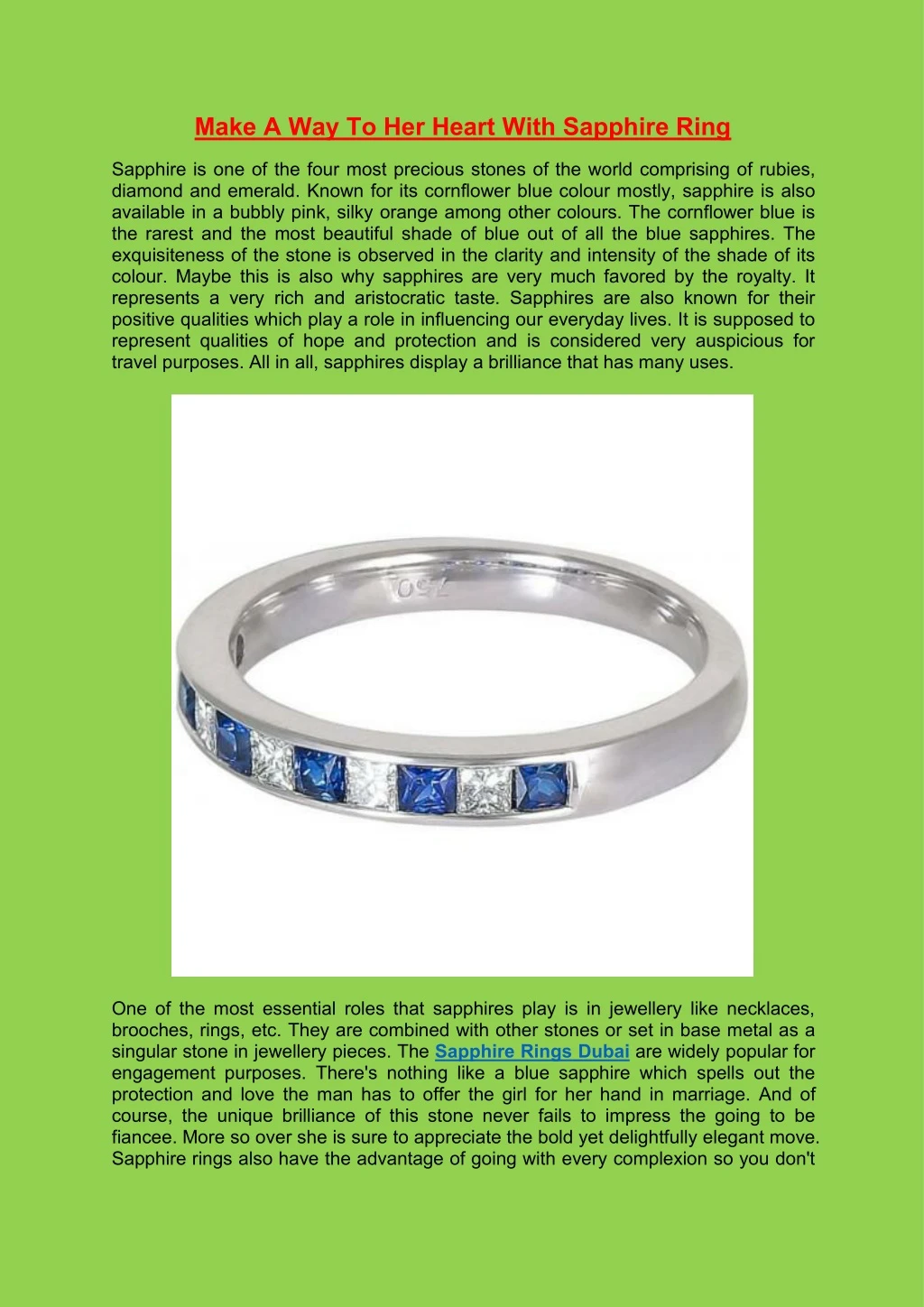 make a way to her heart with sapphire ring