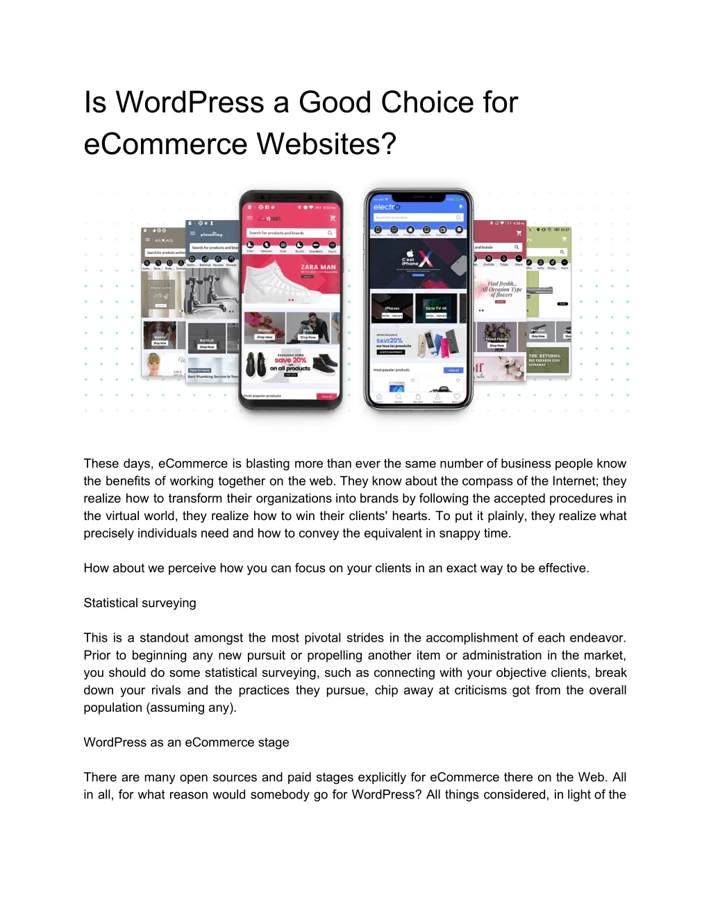 is wordpress a good choice for ecommerce websites