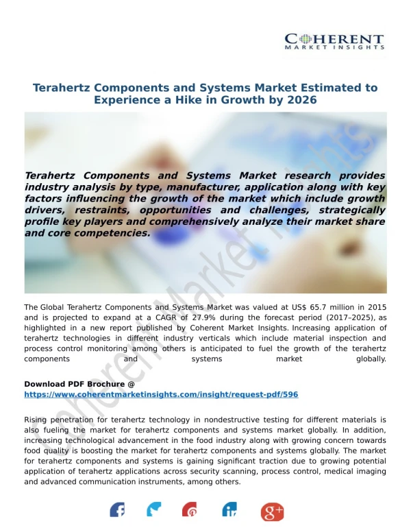 Terahertz Components and Systems Market Estimated to Experience a Hike in Growth by 2026