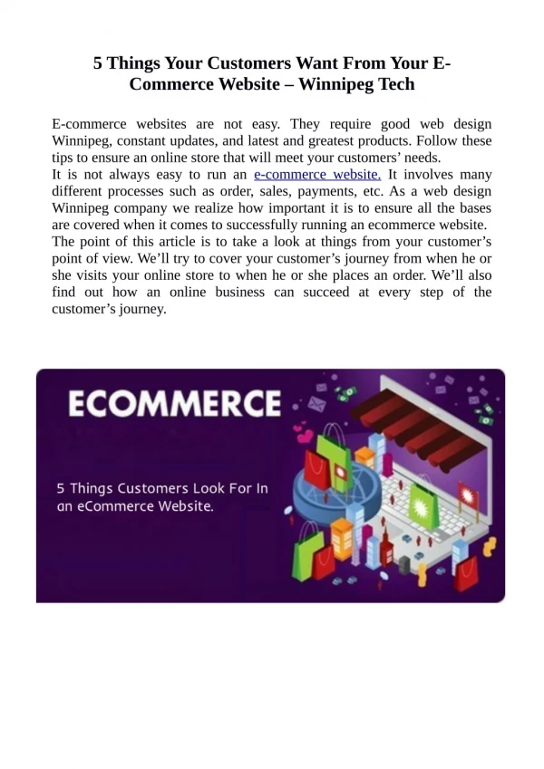5 Things Your Customers Want From Your E-Commerce Website - Winnipeg Tech
