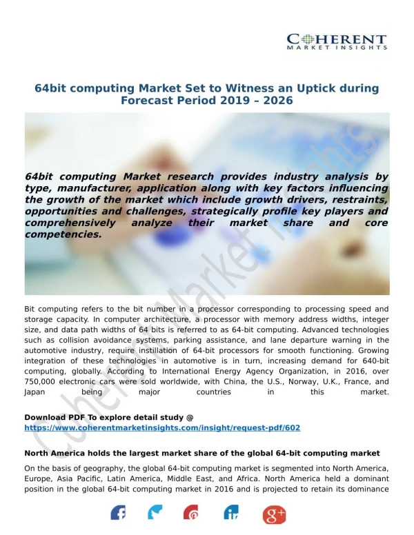 64bit computing Market Set to Witness an Uptick during Forecast Period 2019 – 2026