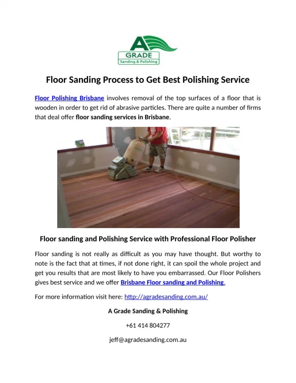 Floor Sanding Process to Get Best Polishing Service