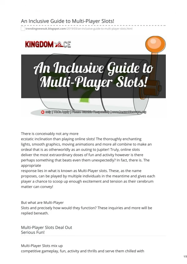 An Inclusive Guide to Multi-Player Slots!