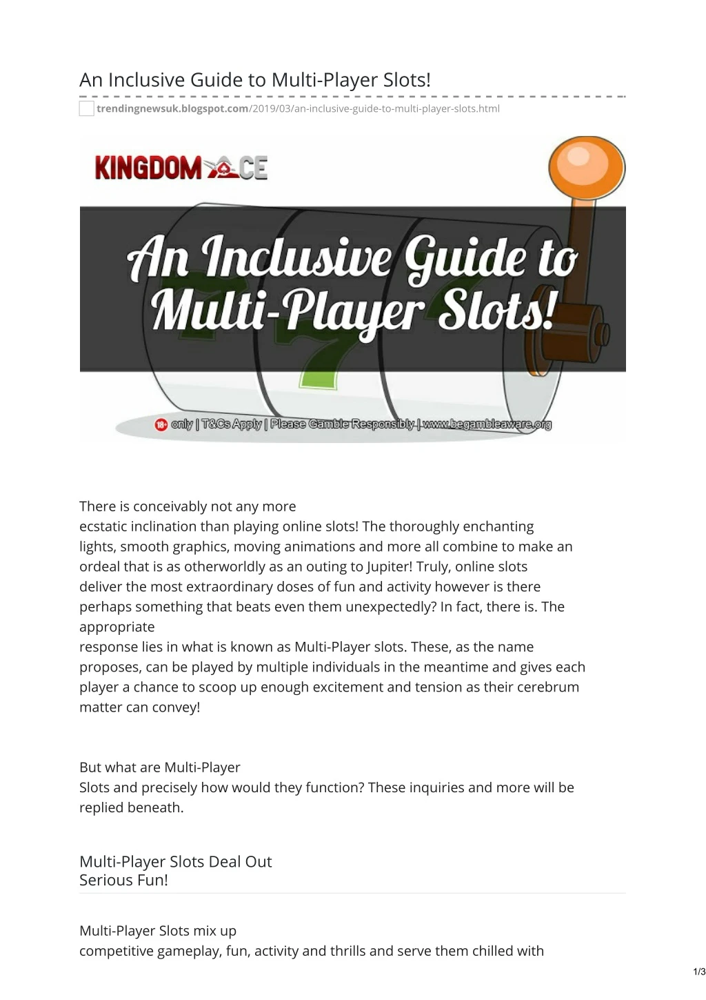 an inclusive guide to multi player slots