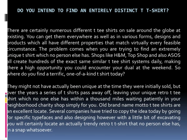 Do You Intend to Find An Entirely Distinct