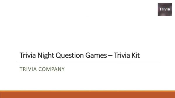 Trivia Night Question Games - Trivia Company