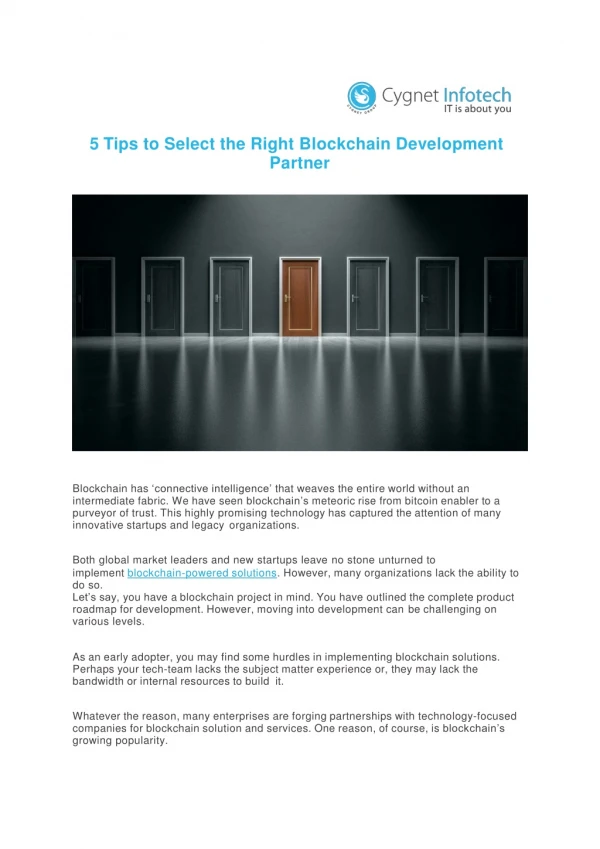 5 Tips to Select the Right Blockchain Development Partner