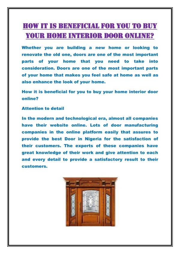 How it is beneficial for you to buy your home interior door online?