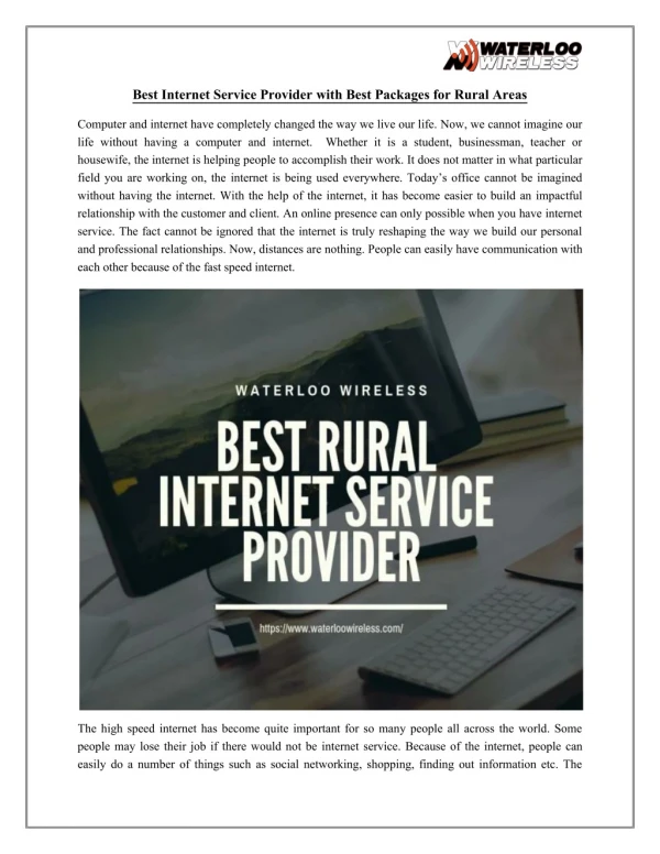 Best Internet Service Provider With Best Packages for Rural Areas