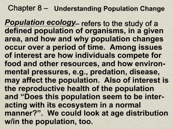 Chapter 8 Understanding Population Change