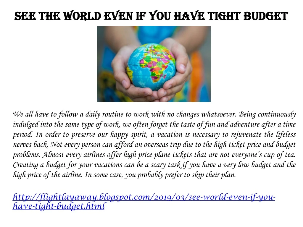 see the world even if you have tight budget