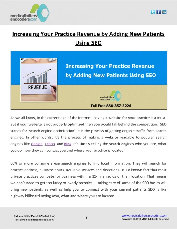 Increasing Your Practice Revenue by Adding New Patients Using SEO