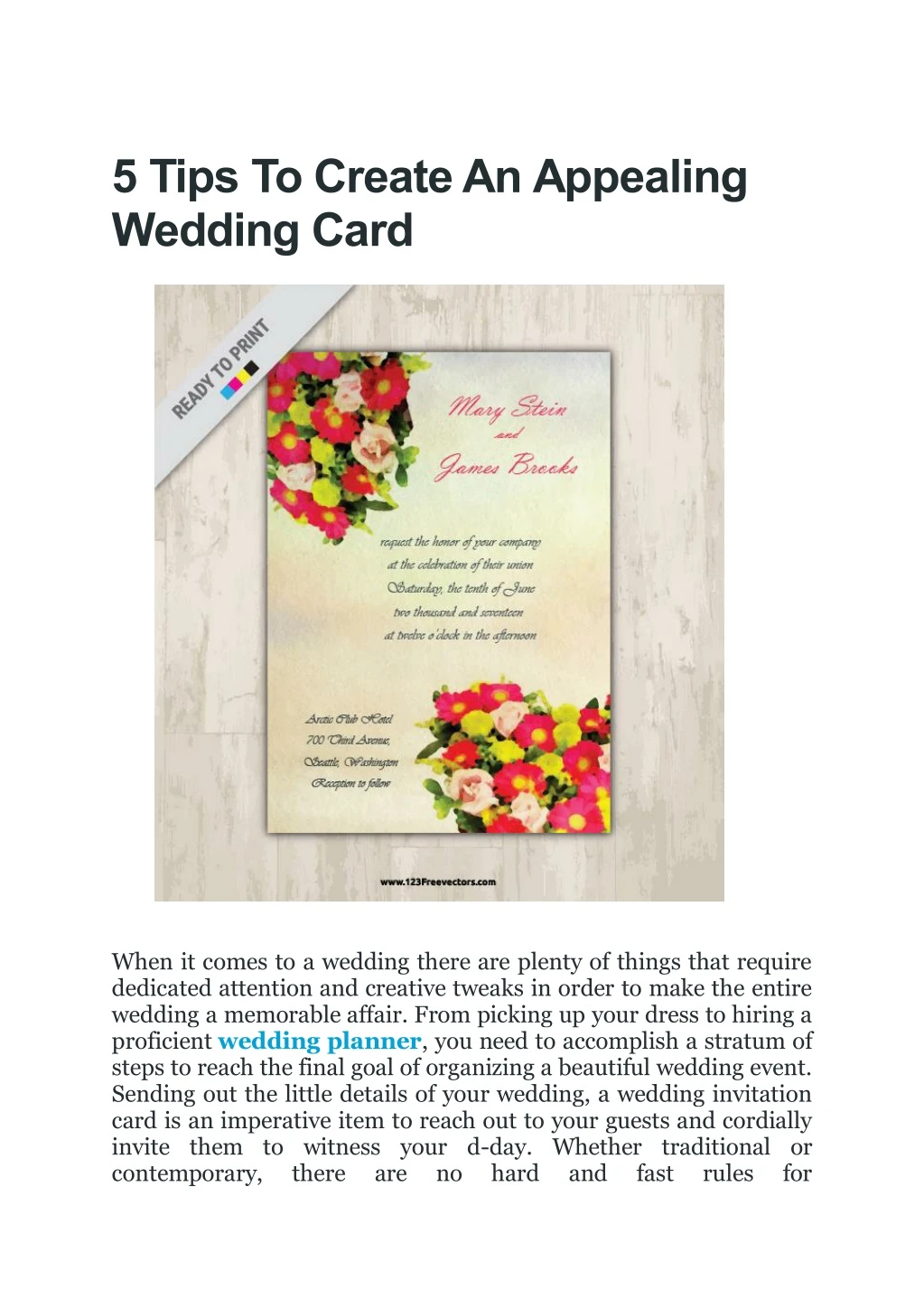 5 tips to create an appealing wedding card