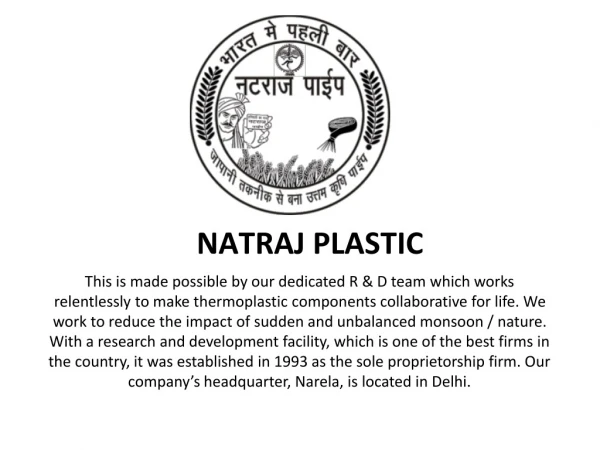 Natraj Plastic | Tirpal, Plastic Tube & Agriculture Pipe Manufacturer in Delhi