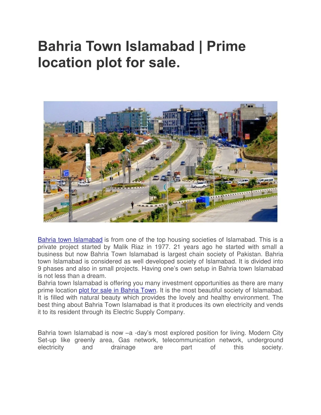 bahria town islamabad prime location plot for sale