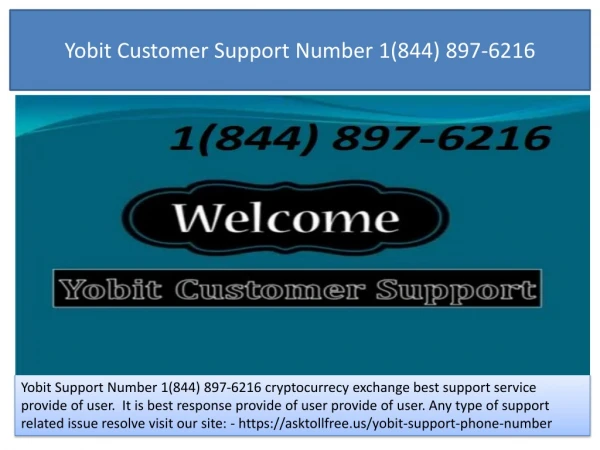 Yobit Support Number 1(844) 897-6216