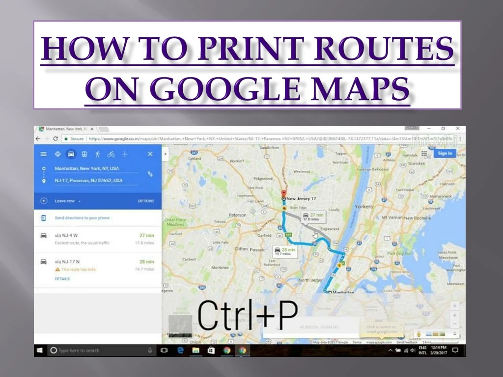 how to print routes on google maps