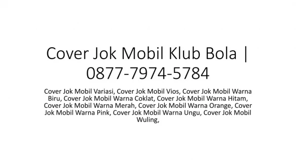 Cover Jok Mobil Klub Bola | 0877-7974-5784