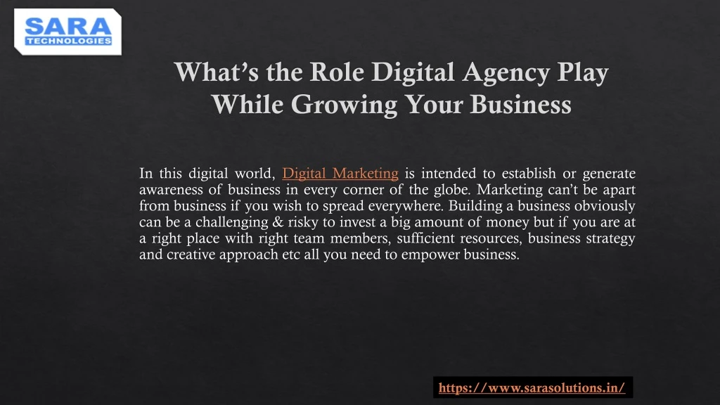 what s the role digital agency play while growing your business